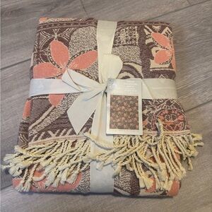 Disney Coral and Brown Floral Throw Blanket